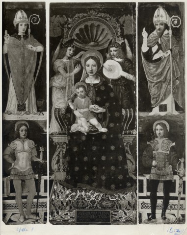 Perotti, Mario — Anonimo lombardo - sec. XV - Madonna con Bambino in trono e angeli musicanti; San Donato; San Protasio; San Gottardo; San Gervasio — insieme